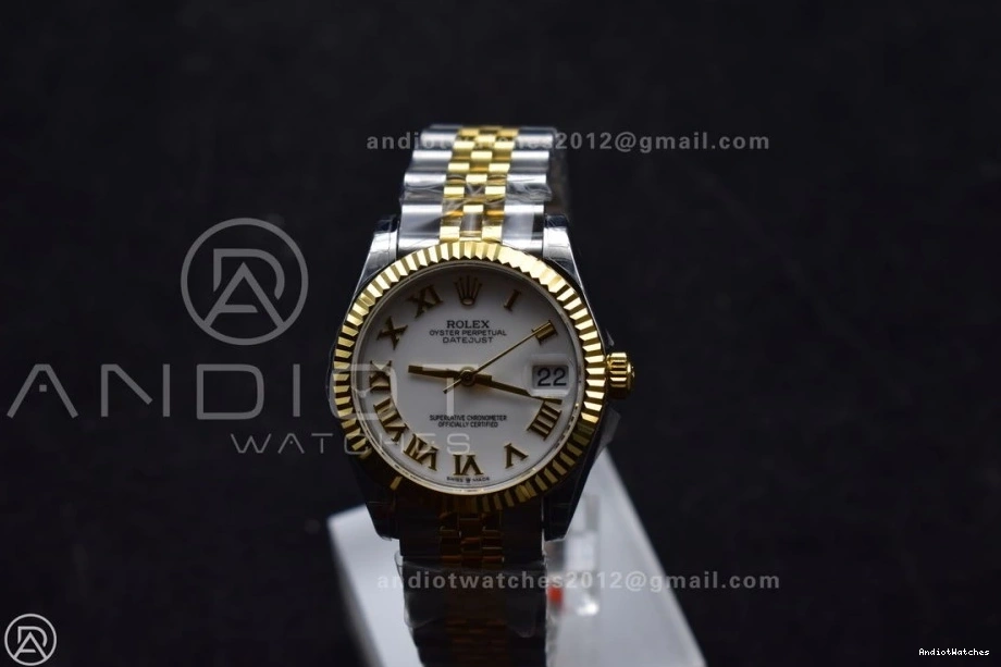 Ladies White YG Bracelet President 31 550 Dial 278271 Steel DateJust Markers Roman Lightweight GSF 316L on 1008